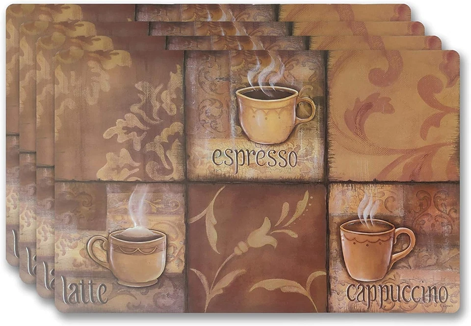 Vinyl Rectangular Placemats Set of 4 - Non Slip Place Mats Ideal for Indoor and - Image 4 of 4