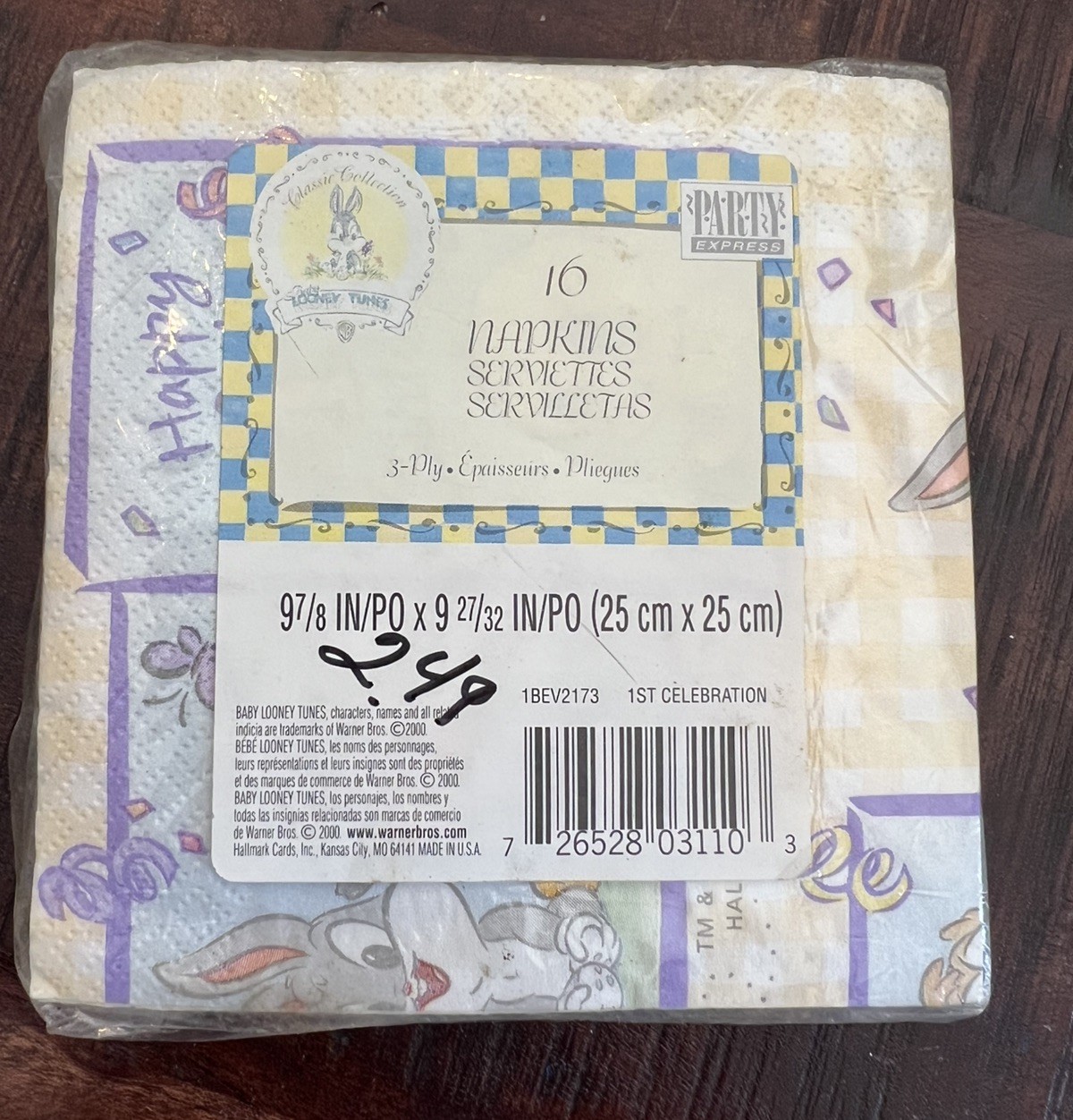 NOS Vintage 2000 Baby Looney Tunes 1st Birthday Taz Bugs Tweety Pastel Balloons