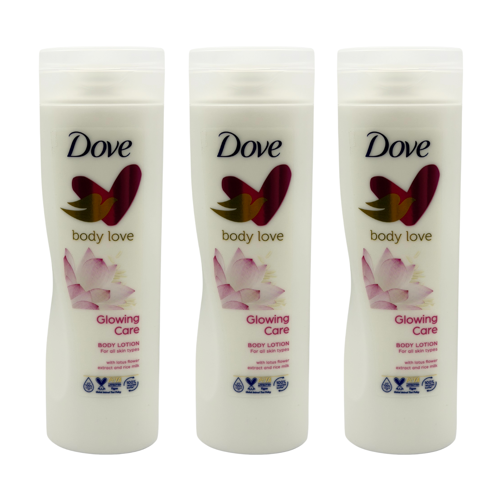 3 x Dove Body Love Glowing Care Body Lotion Cream Lotus Flower Rice Milk 250ml - Image 5