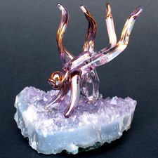 Scuba Diver Figurine Hand Blown Glass Amethyst Crystal