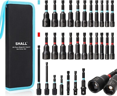 SHALL 29PC Magnetic Hex Nut Driver Set,1/4 '' Shank SAE & Metric Power Drill Bit