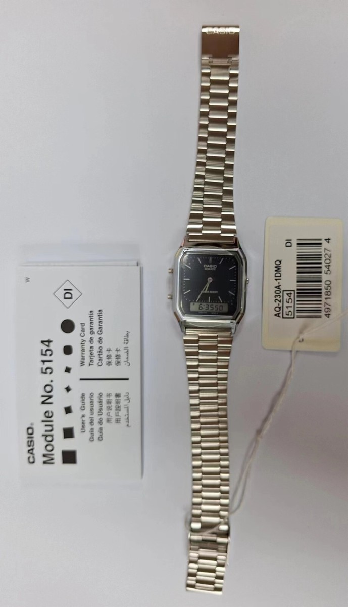 Casio AQ-230A-1D Silver and Black Dual Time Analog-Digital