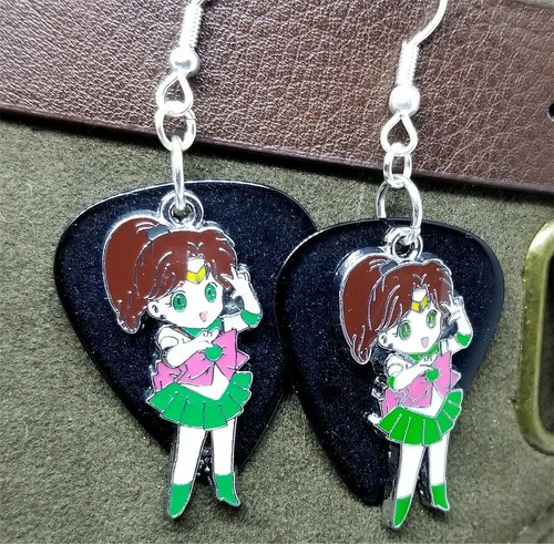 Sailor Moon Sailor Jupiter Charm Guitar Pick Earrings - Pick Your Color - Picture 2 of 5