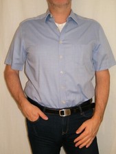 Gilberto men's short sleeve shirt-blue with pocket-size L 41/42