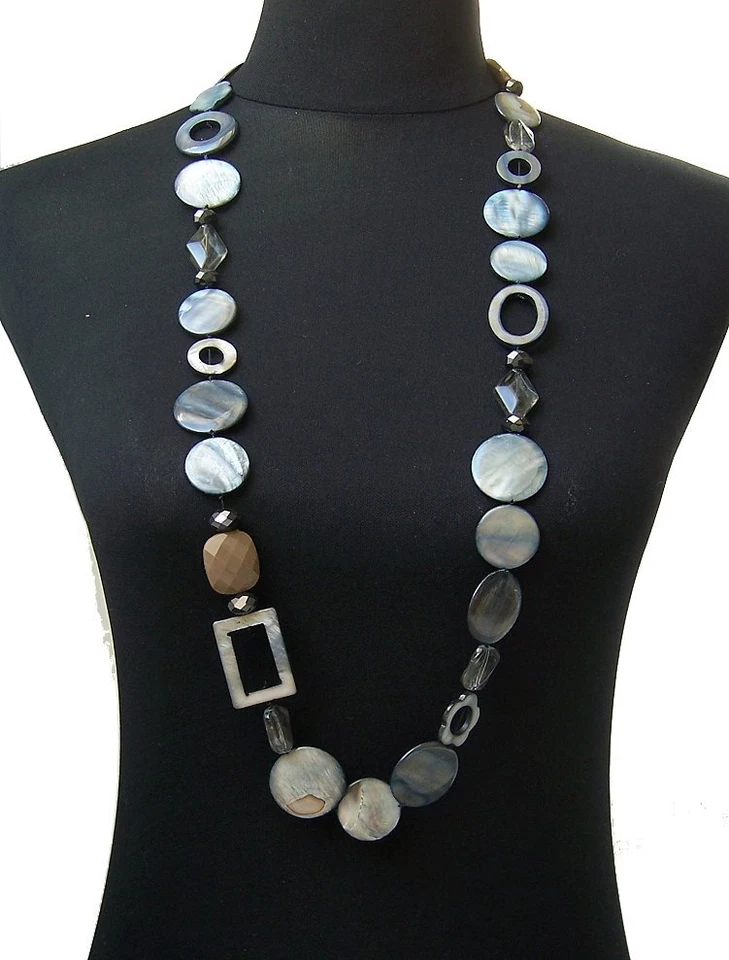 Kette lange Halskette echt Perlmutt Ketten Blume 90-100cm endlos Schmuck VZ12 - Bild 3 von 3