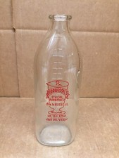 VINTAGE 1930'S-40'S GLASS 8 OZ EMBOSSED BABY NURSING BOTTLE ADVERTISING PHARMACY