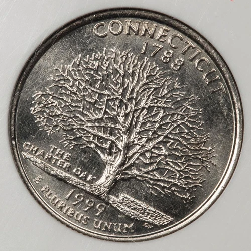 1999 D NGC MS66 Rotated Dies Connecticut Quarter Mint Error Great Eye Appeal
