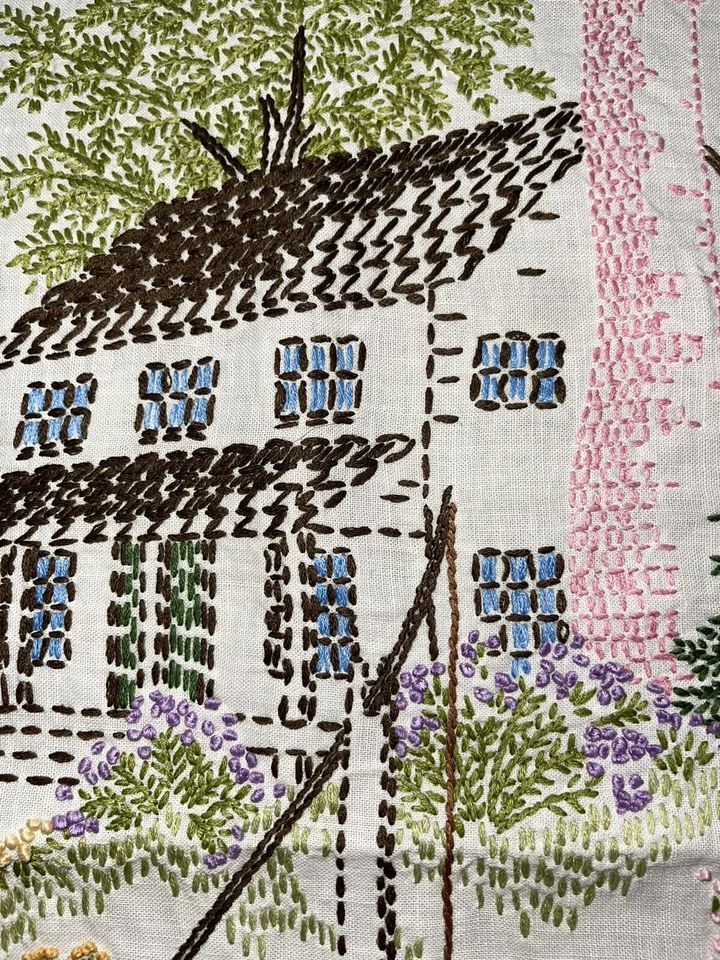 Embroidered Picture Cottage Garden Decorative Cloth Table Topper 15”X 21” - Image 3 of 4