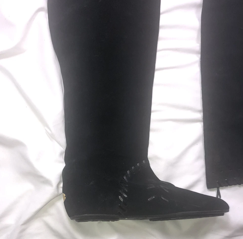Botas Jimmy Choo Mujer Talla 7 EU 37 Whitby Negras Gamuza Encerada Planas Chic Boho Foto 4 de 4