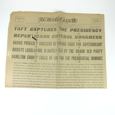 WILLIAM HOWARD TAFT & James Sherman Presidential Election 1908 Newspaper Antique