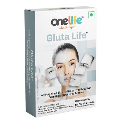 gluta glutathione 500mg Onelife Gluta Life with L-Glutathione 500mg, N-Acetyl -30 Tablets