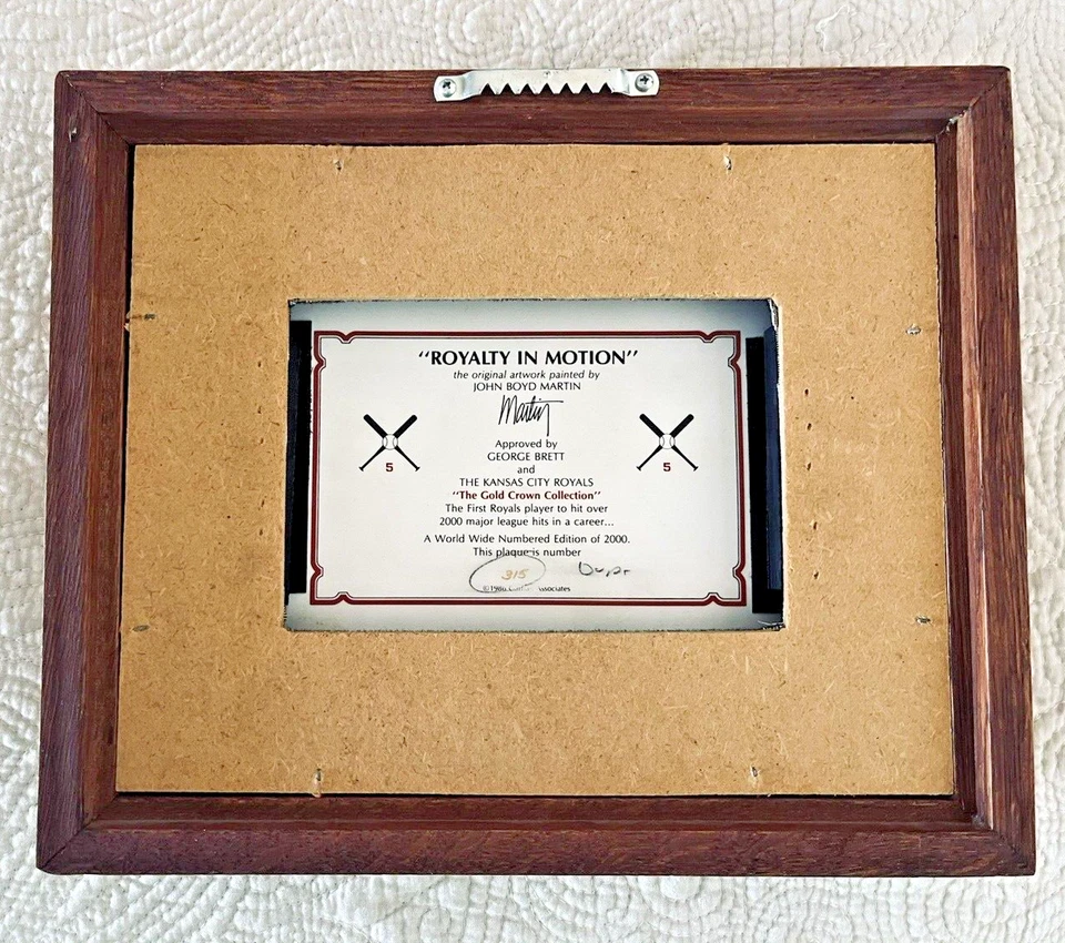 Placa George Brett Royalty In Motion Gartlan PLACA ENMARCADA LTD Foto 3 de 4