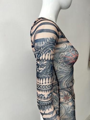 Autentico top donna Jean Paul Gaultier Lindex tatuaggio maglia manica lunga taglia XS - Foto 5 di 15