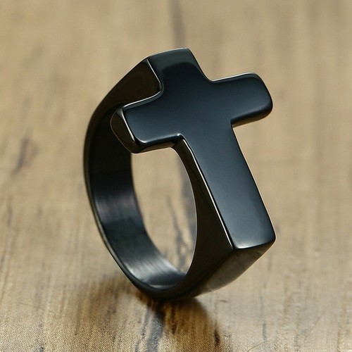 5MM Gold/Silver/Black Cross Band Men's 316L Stainless Steel Party Ring Size 8-12 - Picture 8 of 15