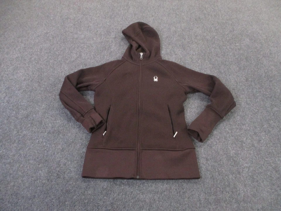 Chaqueta Spyder Para Mujer S Marrón Rejilla Texturizada Suéter Activo Pista Exterior Informal Foto 2 de 4