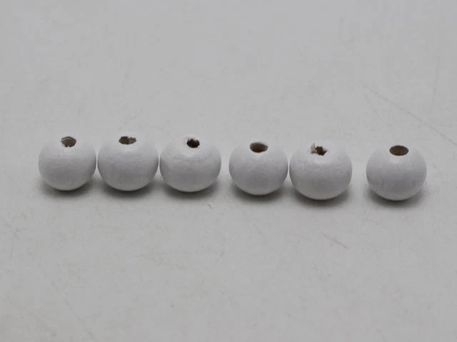 500 piezas Cuentas de madera redondas blancas de 8 mm ~ Cuentas de madera Cuentas espaciadoras Fabricación de joyas Foto 2 de 4