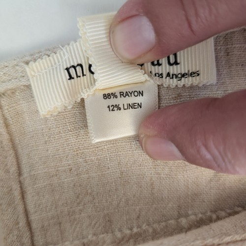 Monteau Peasant Cottagecore Linen Blend Dress Size Large Solid Sleeveless Belt - Picture 4 of 7