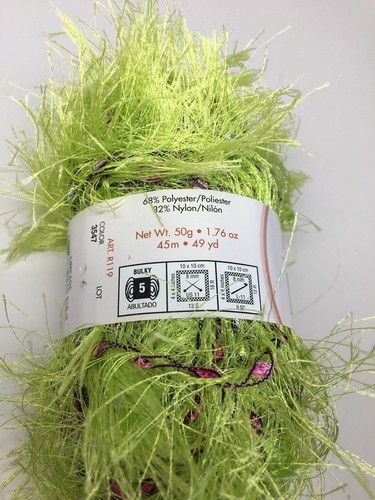 MODA DEA "FUR EVER" Yarn - 1 50g Ball - "LIMEADE" (#3547) - Picture 3 of 3
