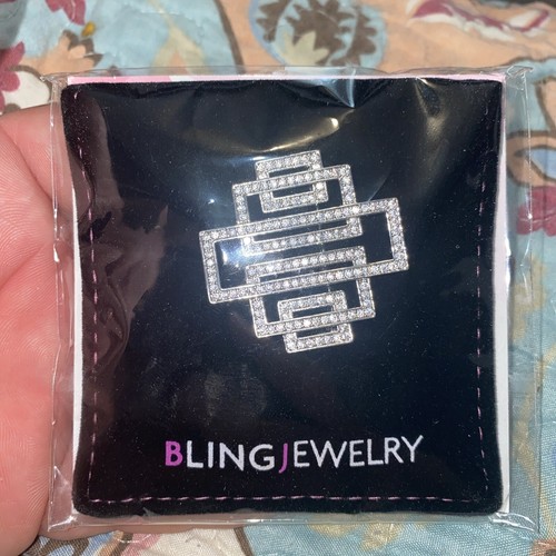 Art Deco Vintage Style Large Rectangular Cubic Zirconia Brooch Pin