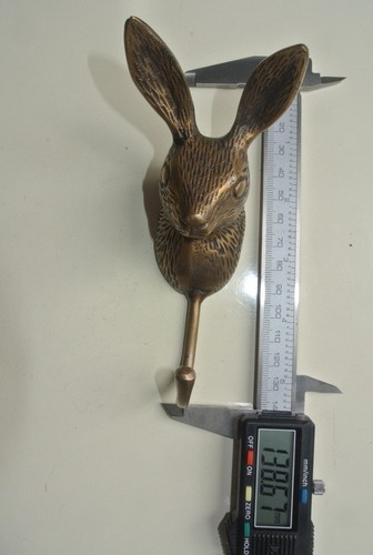 2 small rabbit COAT HOOK solid aged pure brass antiques old style 12 cm hook - Bild 4 von 7