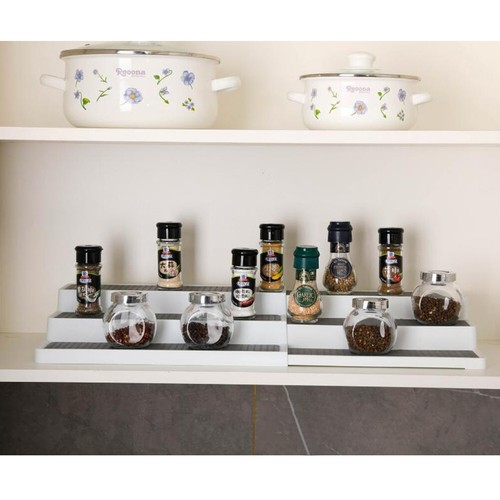 3 Tier Shelf Spice Jar Rack Storage Holder Extendable Kitchen Cupboard Organiser - Picture 4 of 11