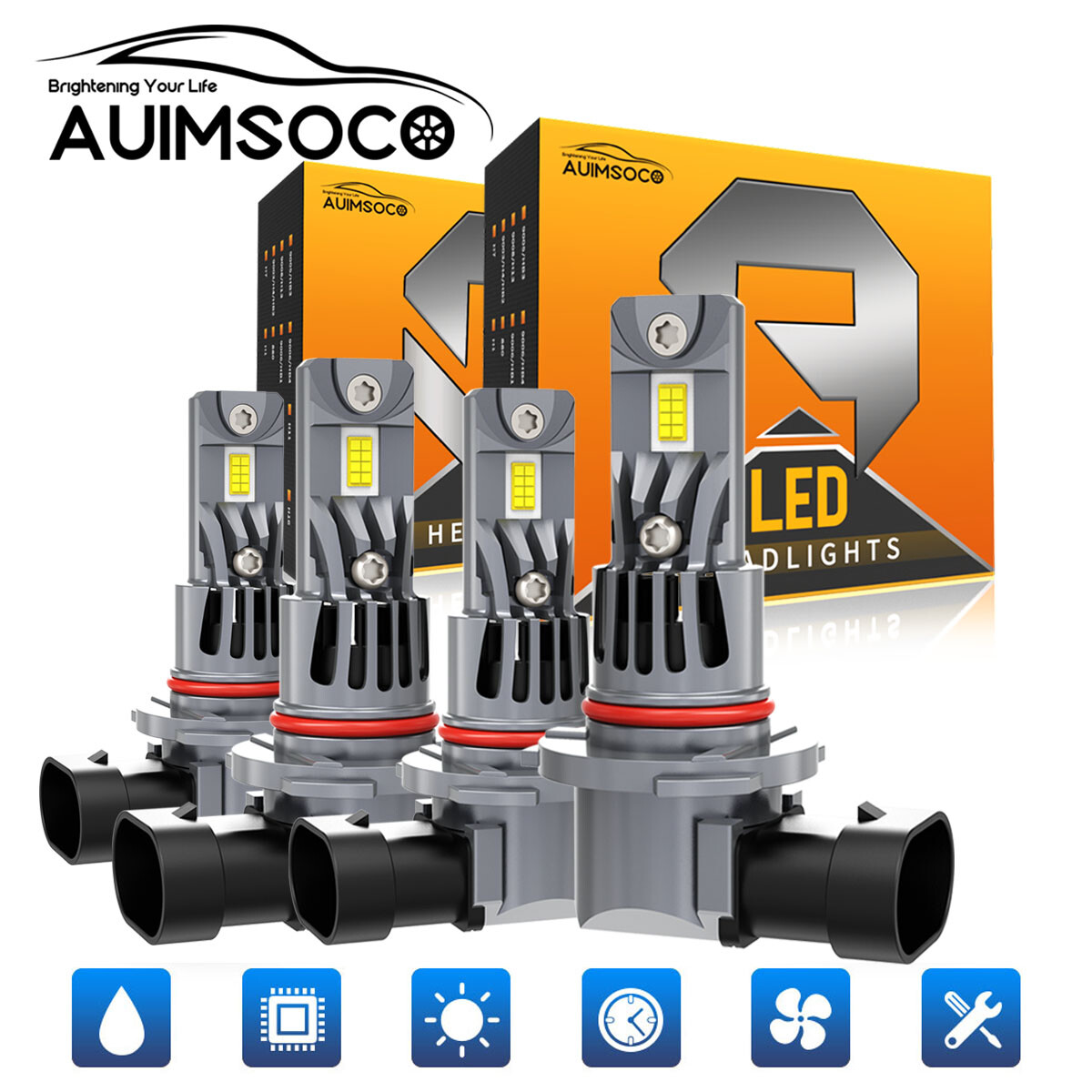 Led Headlights Hi/Lo Beam 9005+9006 4Pcs For Chevrolet C1500 Suburban 1992-1999