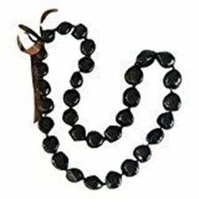 Hawaiian Kukui Nut Lei Necklace (Brown 32 Nuts, 32)
