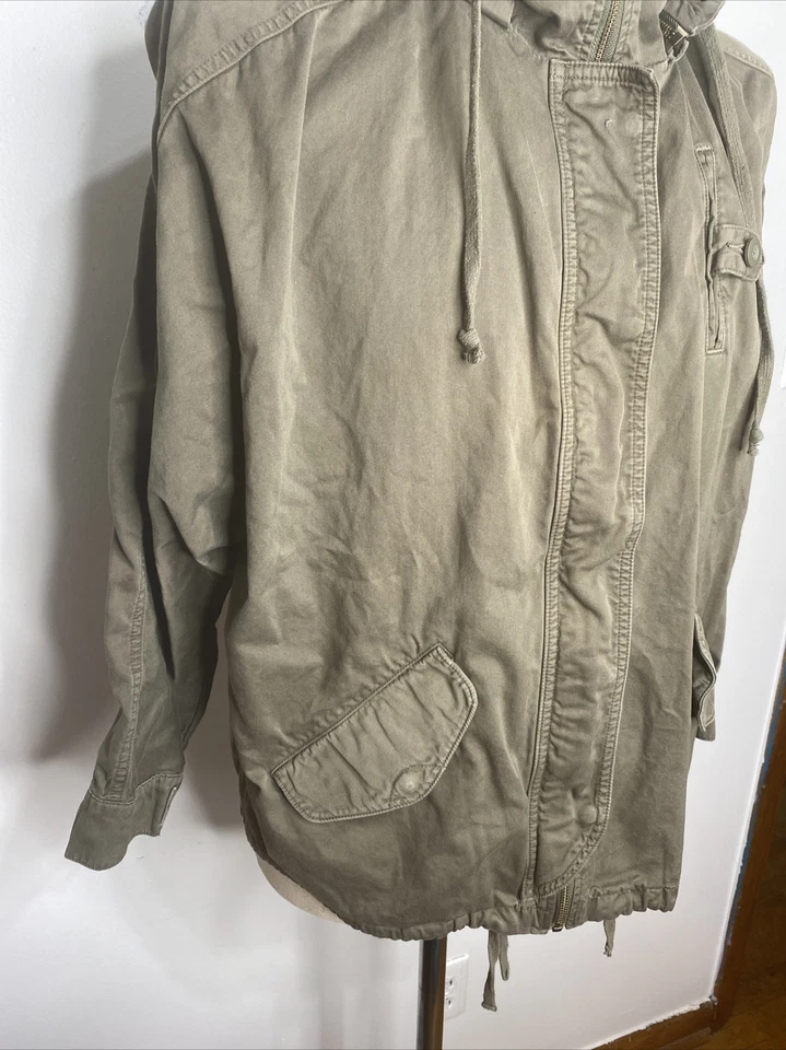 Chaqueta VINCE Verde Ejército L Cordón Extraíble Capucha Utilidad Solapa Bolsillos Algodón Foto 3 de 4