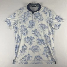 Greyson Polo Shirt Mens Large White Wolf Arctic Mountains All Over Print Golf