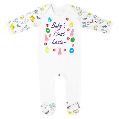 Babys erstes Ostern personalisiert Küken Ei Hase Baby Strampler Strampler