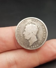 1825 George IV English Sterling 925 Silver One Shilling Antique Coin.