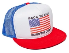 Back To Back World War Champs Champions Unisex-Adult Flat Bill Truckers Hat Cap