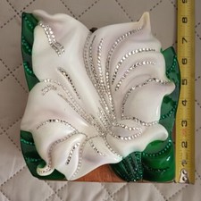 Timmy Woods Bag Purse, Amarillis, White Flower, Signed & Numbered