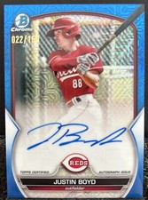 JUSTIN BOYD 2023 Bowman Chrome Mega Box Blue Mojo On Card Auto /150 #BMA-JB Reds
