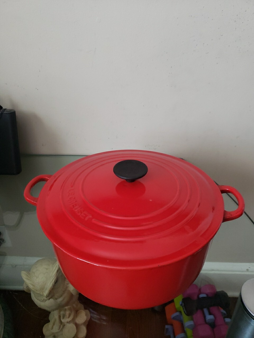 VTGE Le CREUSET G7.25 QT? FRANCE ENAMELED CAST IRON POT & LID CHERRY