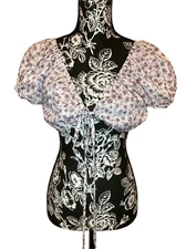 Romwe Floral Tie Closure Crop Top Ruffles Sexy Summer