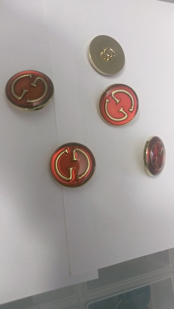Vintage Authentic Gucci Button (ONE) 20 mm red & gold metal