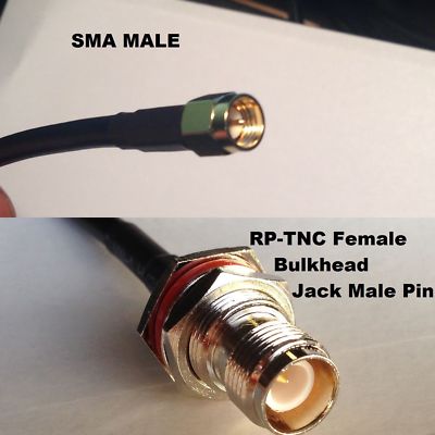 LMR240 SMA MALE to RP-TNC FEMALE BULKHEAD (MALE PIN) Coaxial RF Pigtail Cable