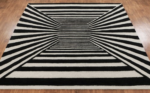 New Optical Square Pattern 8'x8' ft Handmade Tufted 100% wool Area Rugs & Carpet - Picture 4 of 12