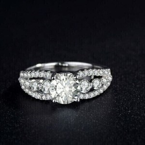 Authentic 2.50 CT Round Cut Simulated Diamond Wedding Band Ring 14k White Gold Plated