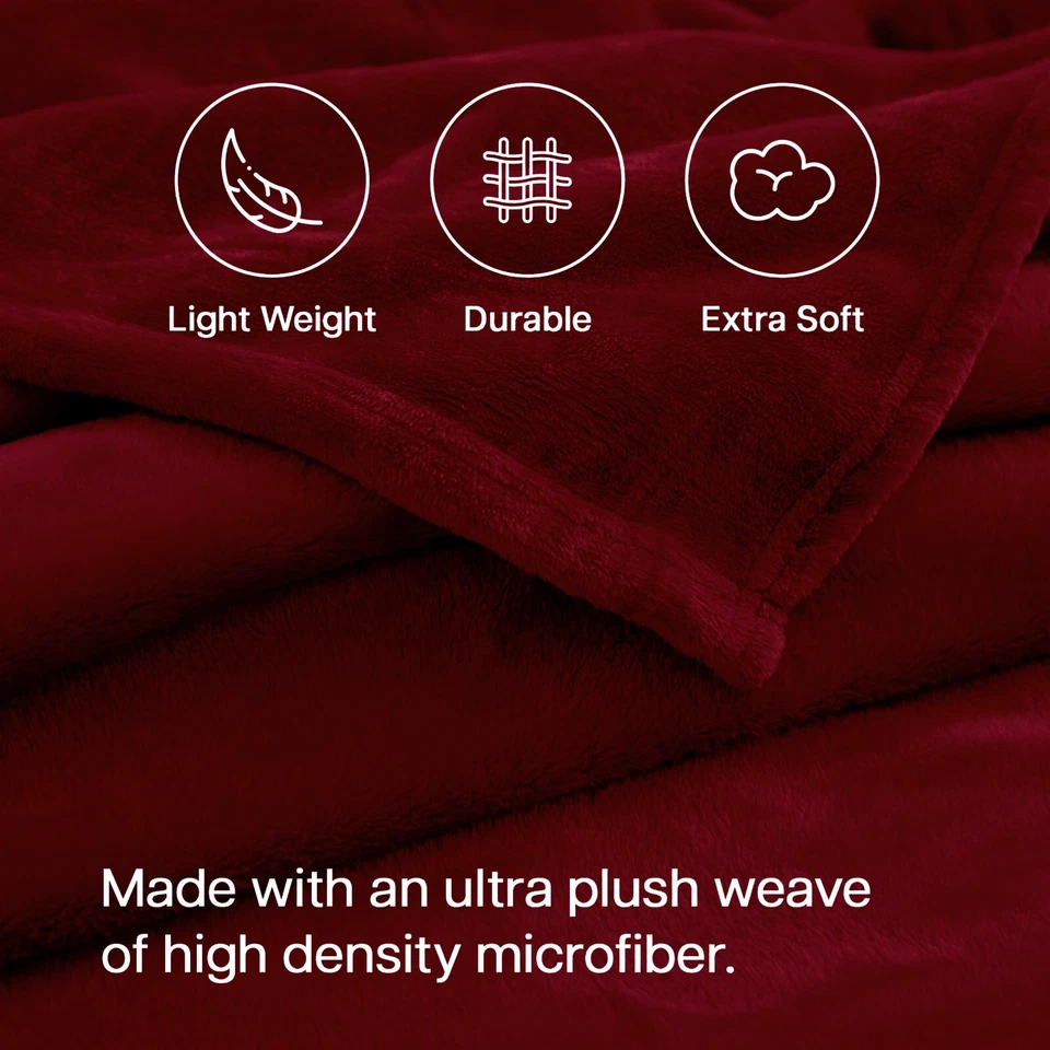 Large Faux Fur Fleece Blanket 400 Gsm Super Soft Reversible Warm Sofa Bed Throws - Image 3 of 4