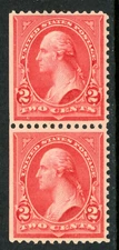 USA 1895 Washington 2¢ Carmine Scott # 267 Pair MNH I926