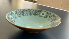 VINTAGE MCM TAYLOR SMITH TAYLOR AZURA BLUE BROWN FLORAL 10" ROUND SERVING BOWL
