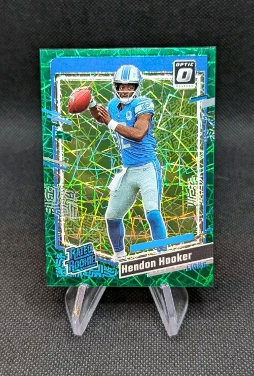 2023 Donruss Optic Hendon Hooker Rated Rookie #234 Green Velocity Prizm RC Lions