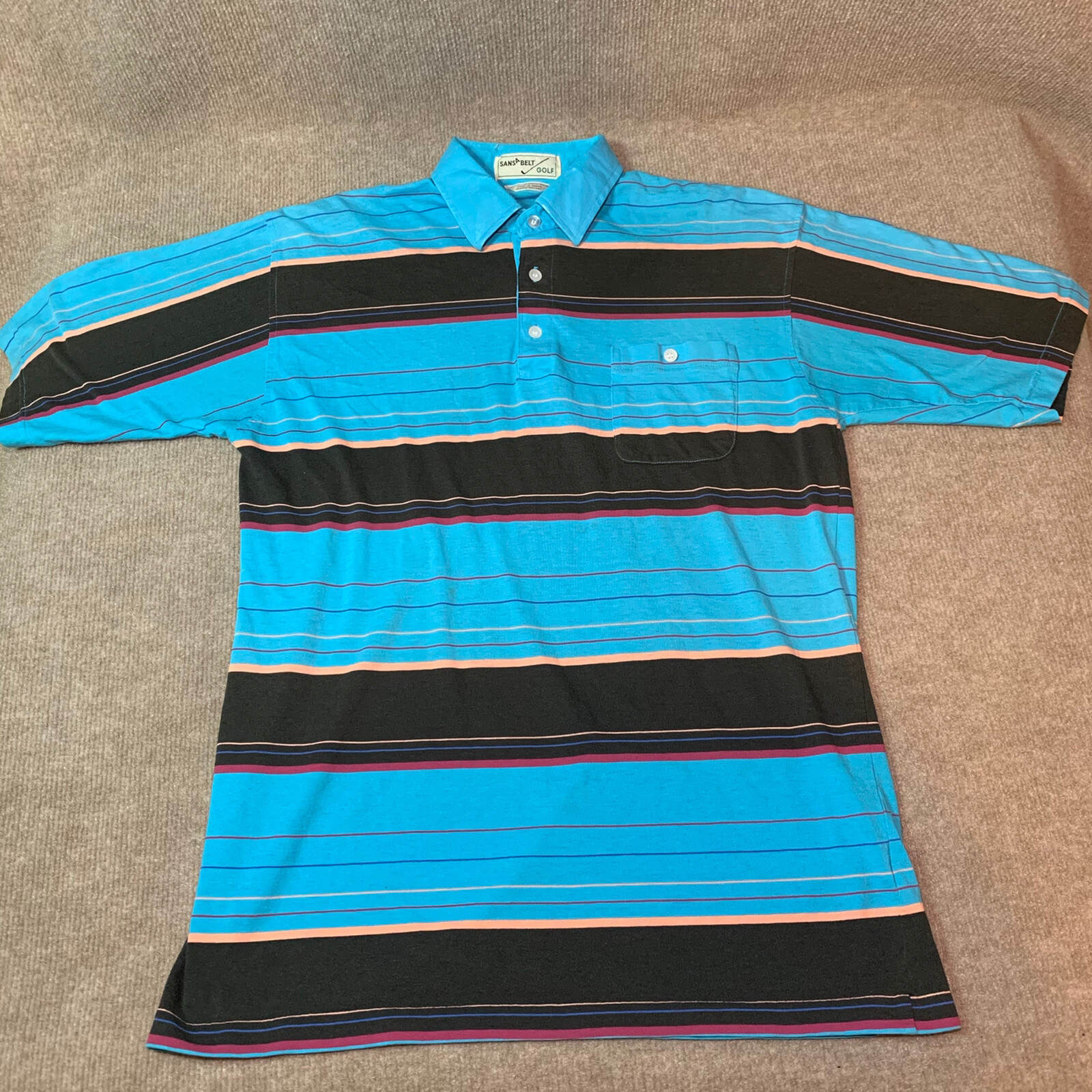 Vintage Polo Shirt M Golf Logo Sansabelt Retro 90s Co… Gem