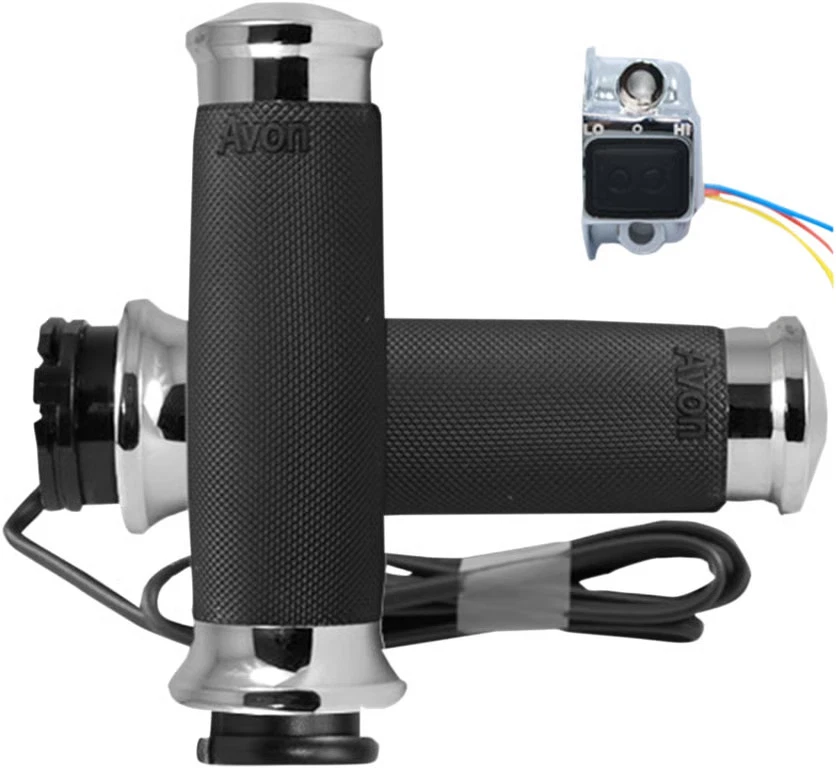 Avon Custom Contour Heated Grips - Chrome Motorcycle Street Bike CC-85-CH-HT - Image 2 of 4