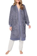 Berkshire Homewear Women's Dobby Rib Heathered Cardigan Greystone