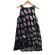 Loft Iced Floral Velvet Swing Dress size Medium Black/White