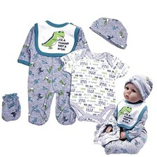 Reborn Baby Dolls Boy Clothes 22 inch Dinosaur Outfit Accessories 5 pcs Sets