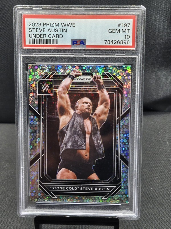 2023 Panini Prizm WWE Steve Austin Under Card Prizm #197 PSA 10 low pop (9)